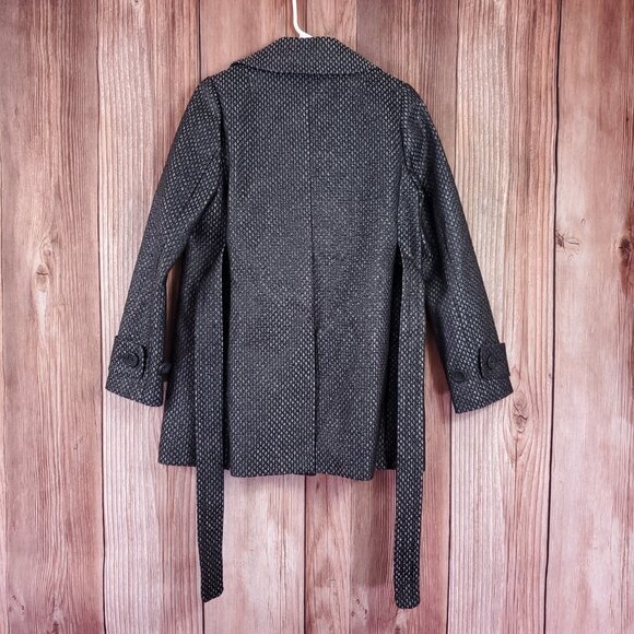 NWT J Crew Collection Womens 4 Black Label Gunmetal Metallic Jacquard Pea Coat - Picture 6 of 15